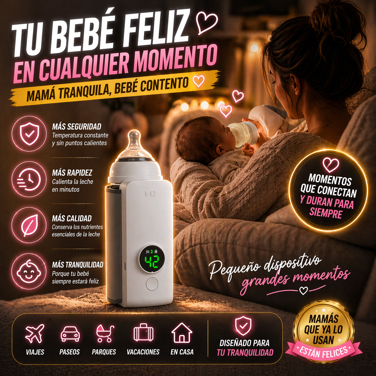CALIENTA EL TETERO EN SEGUNDOS, SIN CABLES