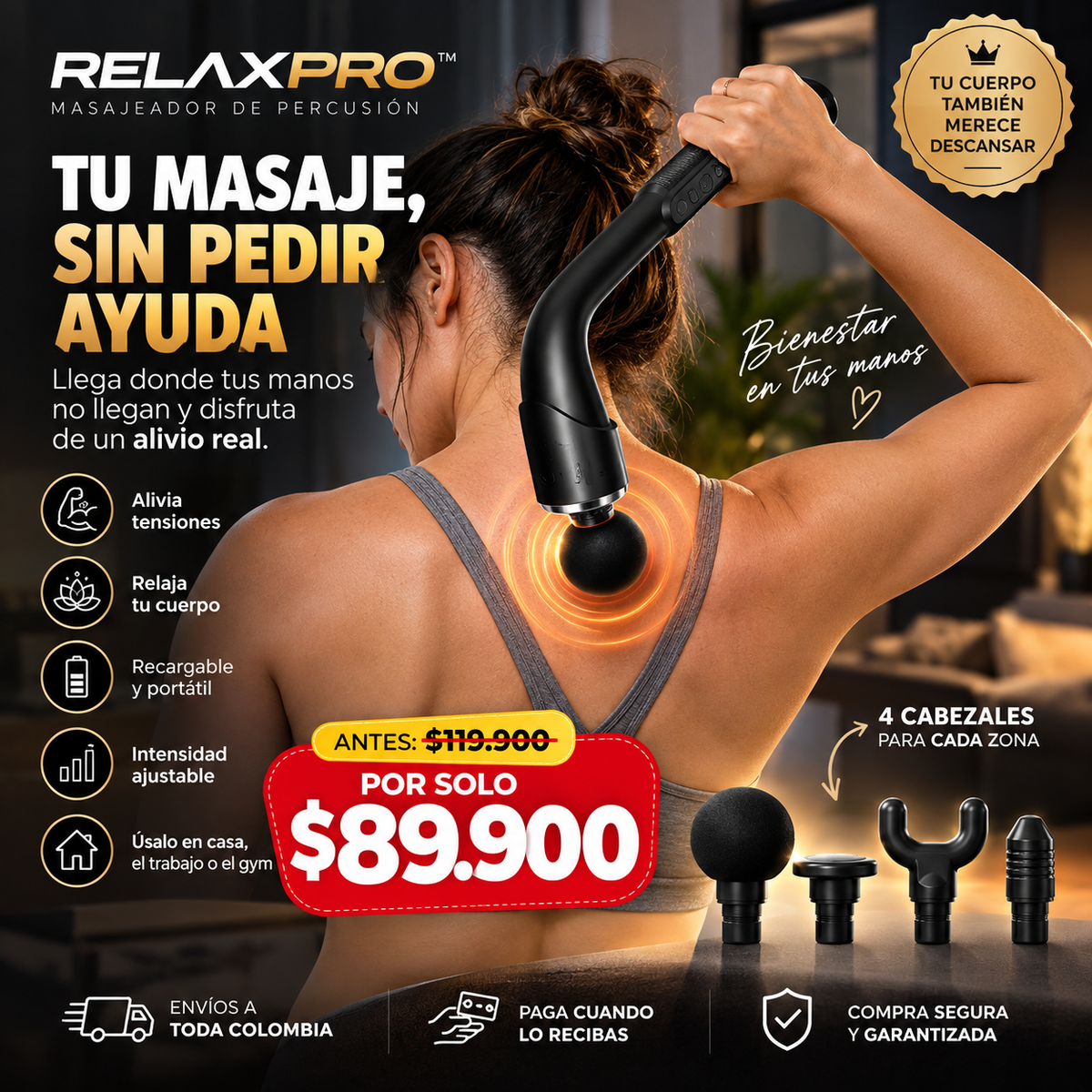 RELAXPRO masajeador de percusión de mango largo