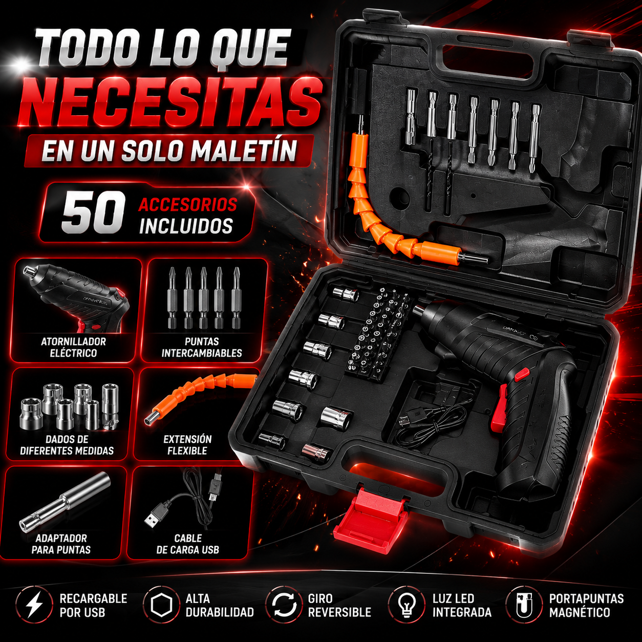 Atornilla en segundos, sin esfuerzo.