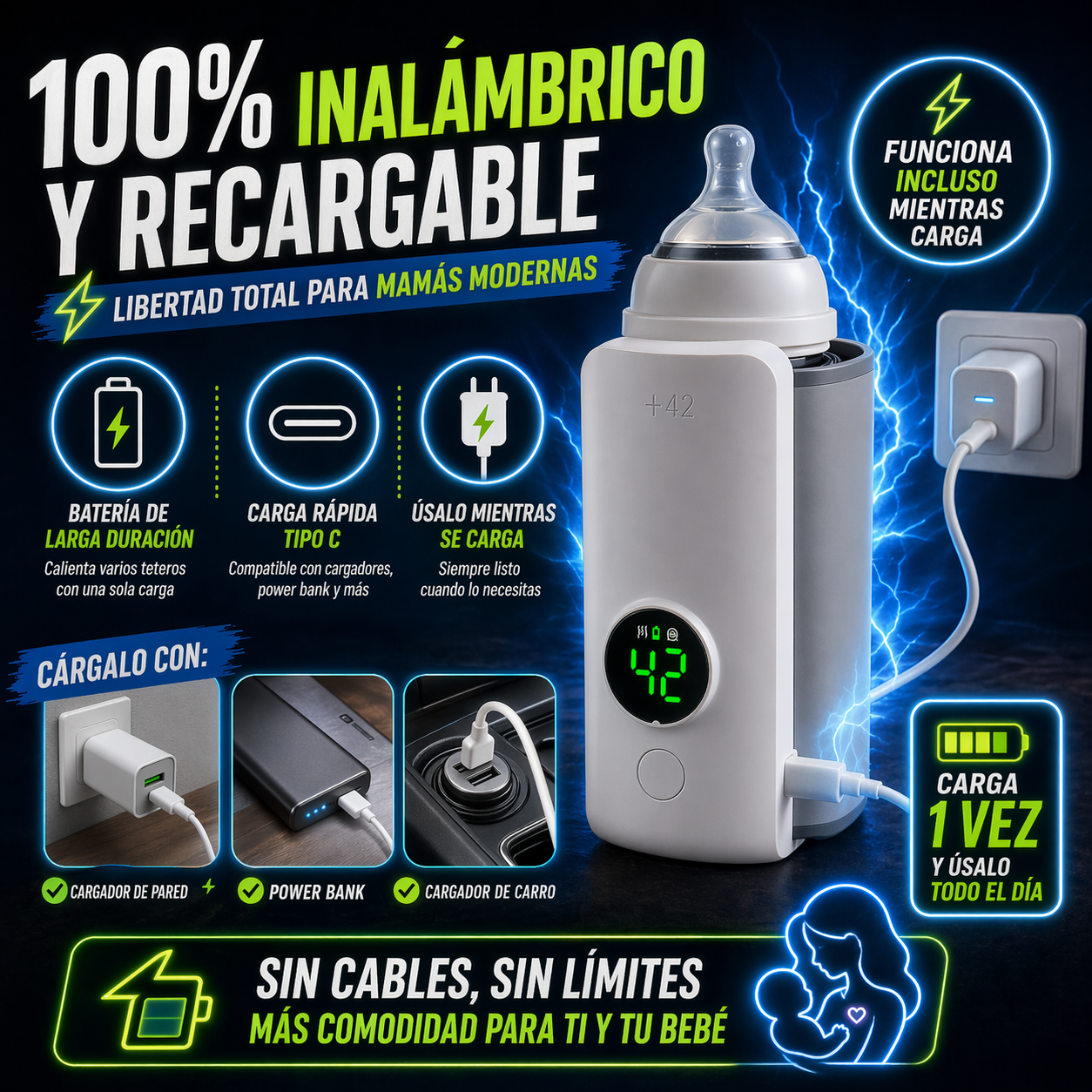 CALIENTA EL TETERO EN SEGUNDOS, SIN CABLES