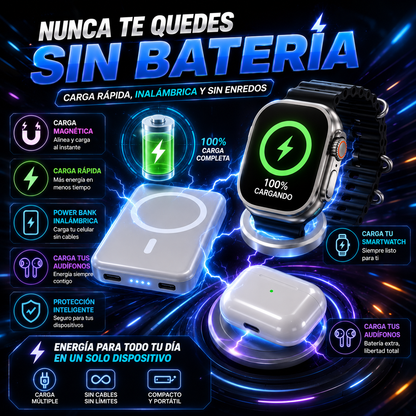 Smartwatch + Audífonos + Power Bank ¡Todo Incluido!