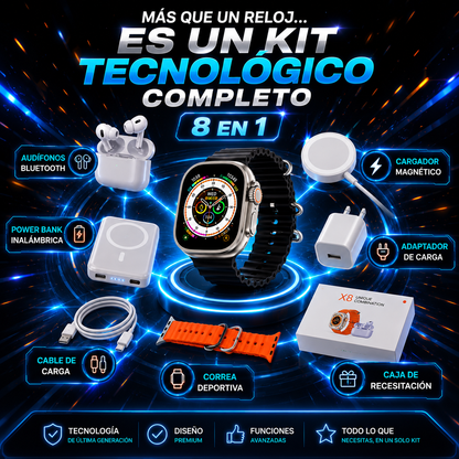 Smartwatch + Audífonos + Power Bank ¡Todo Incluido!