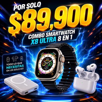 Smartwatch + Audífonos + Power Bank ¡Todo Incluido!