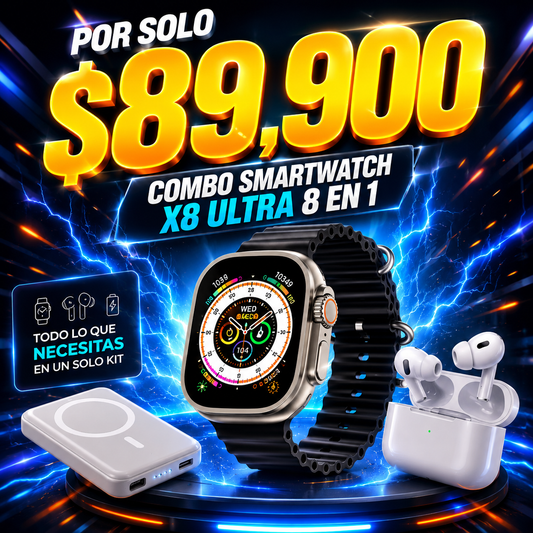 Smartwatch + Audífonos + Power Bank ¡Todo Incluido!
