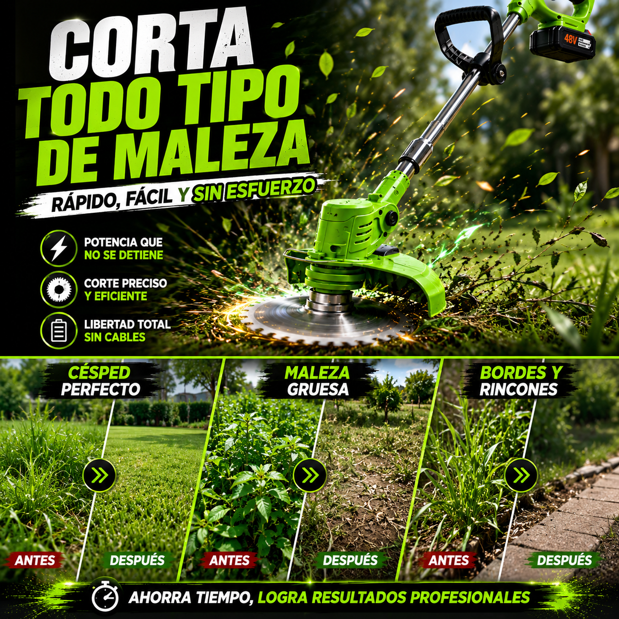 Oferta Limitada: Guadaña Eléctrica 48V con Doble Batería