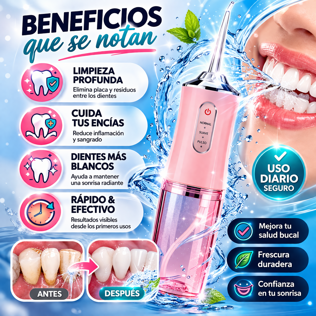 💦 ¡ADIÓS A LA SUCIEDAD ENTRE TUS DIENTES!