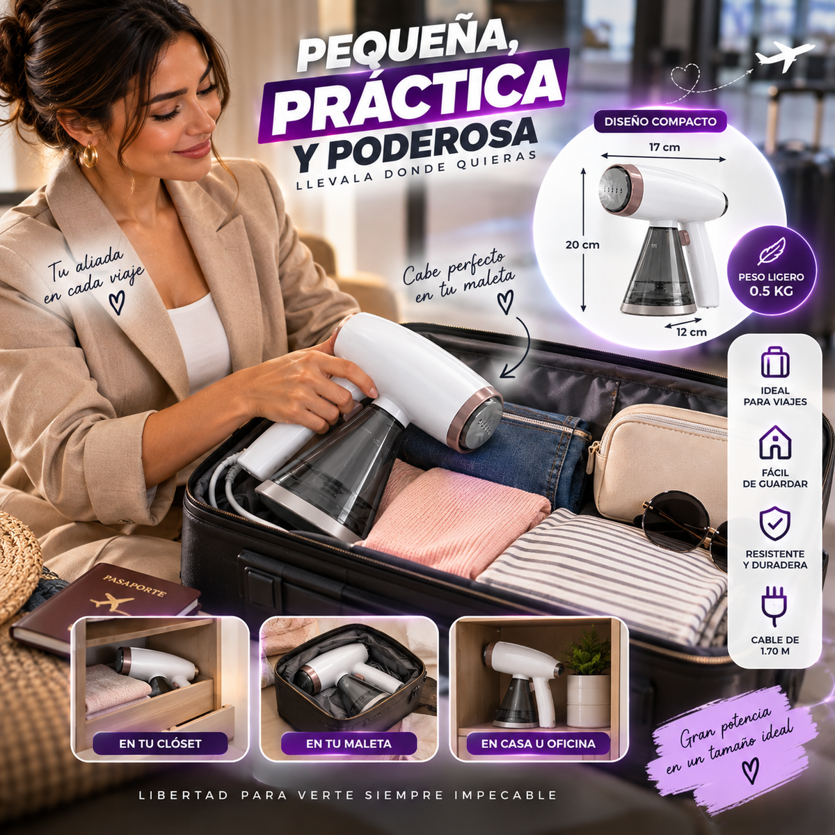 Contenido de la caja de la plancha a vapor vertical
