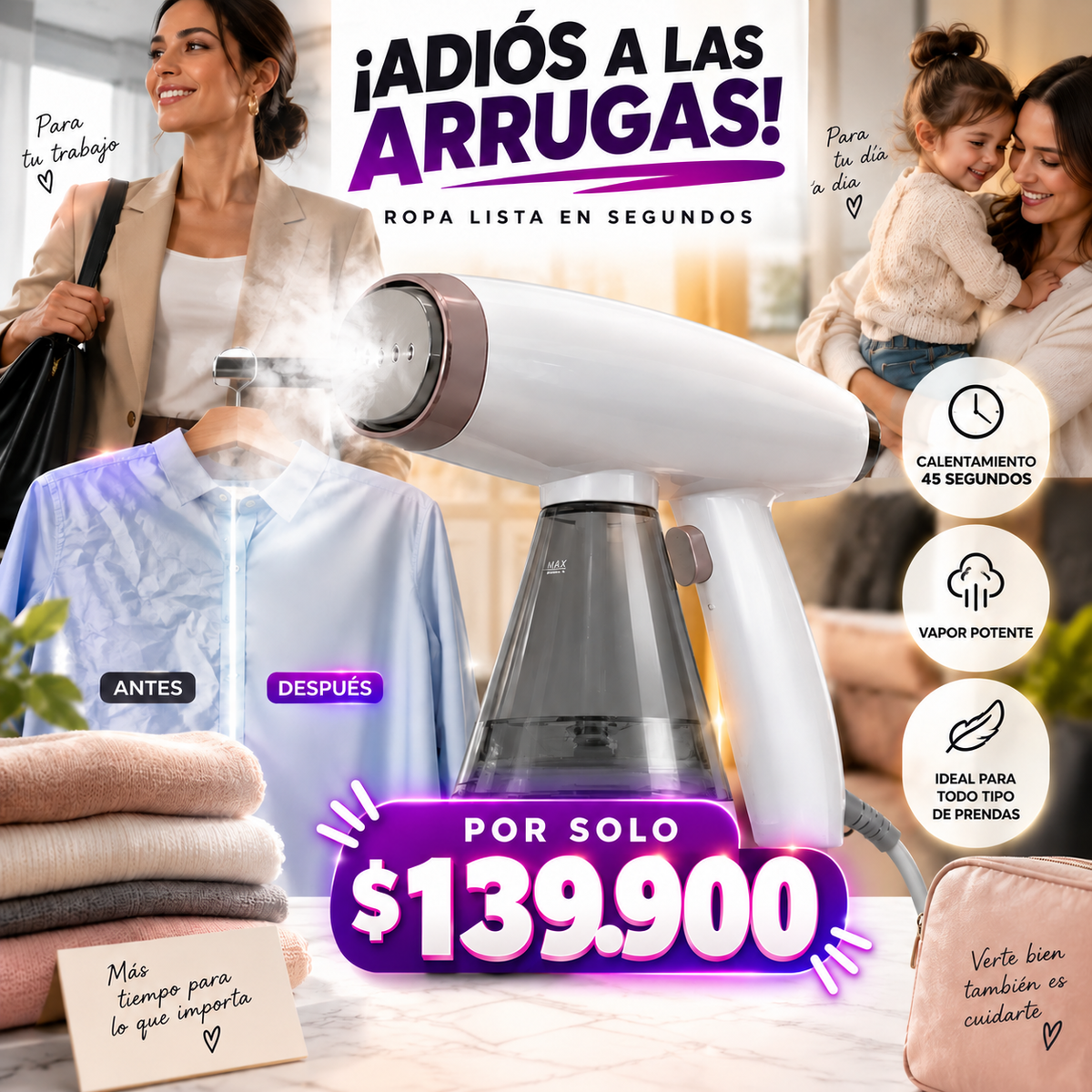 Plancha a vapor vertical para ropa